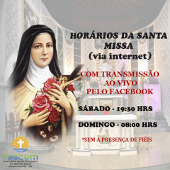 HORÁRIOS DA SANTA MISSA (VIA INTERNET)